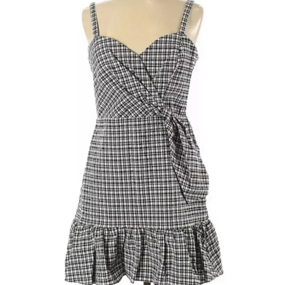 Parker Black & White Gingham Print Dress